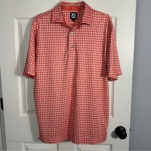FootJoy size M golf shirt, watermelon/white check pattern, performance, outdoors